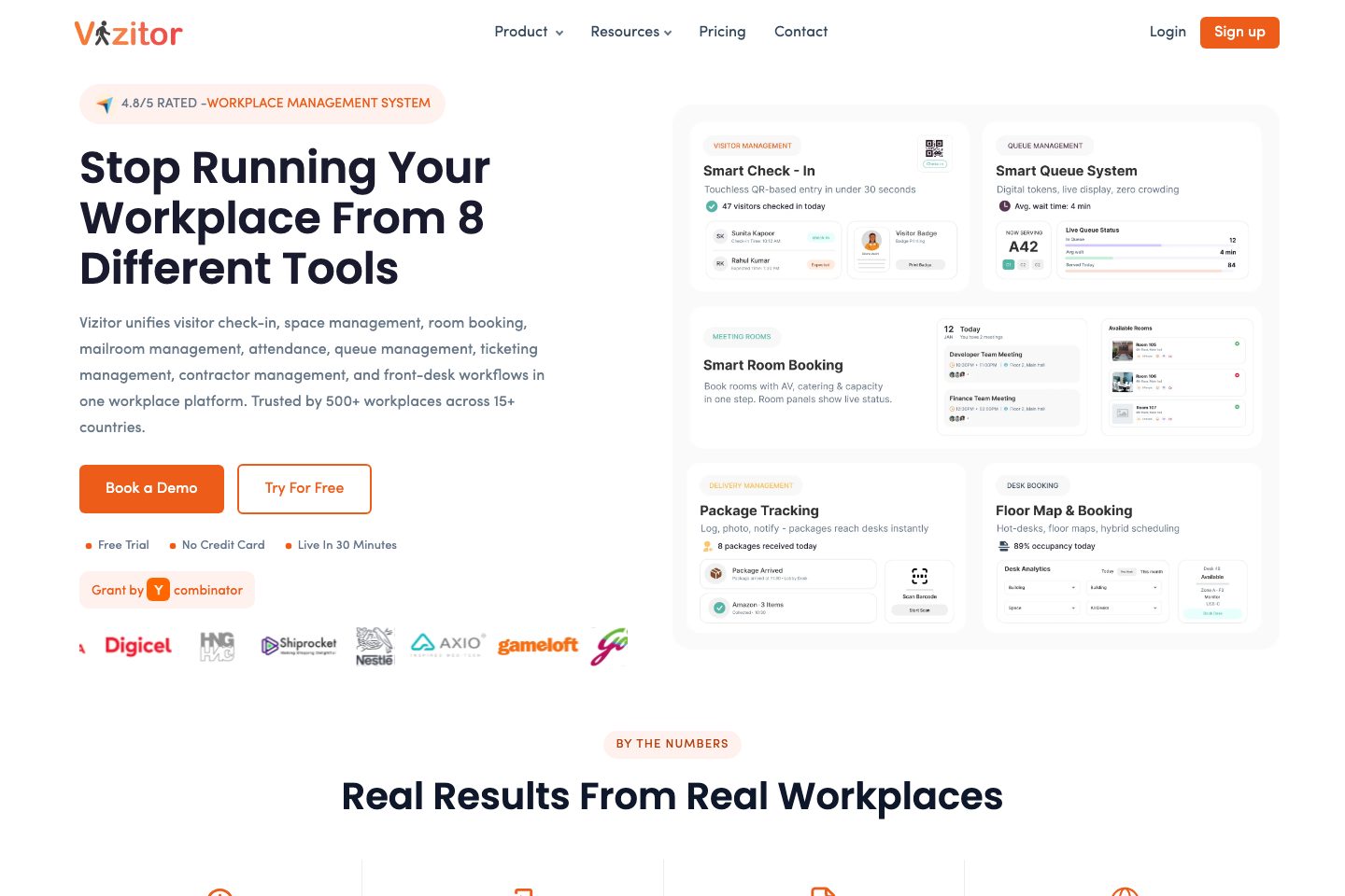 Vizitor homepage screenshot