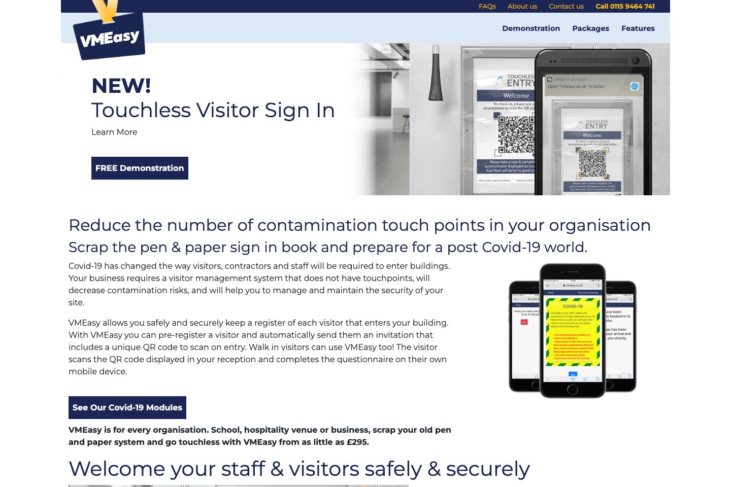 VMEasy homepage screenshot