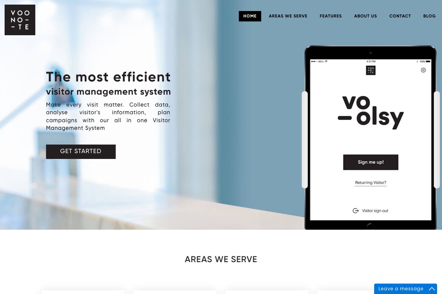 Voonote homepage screenshot